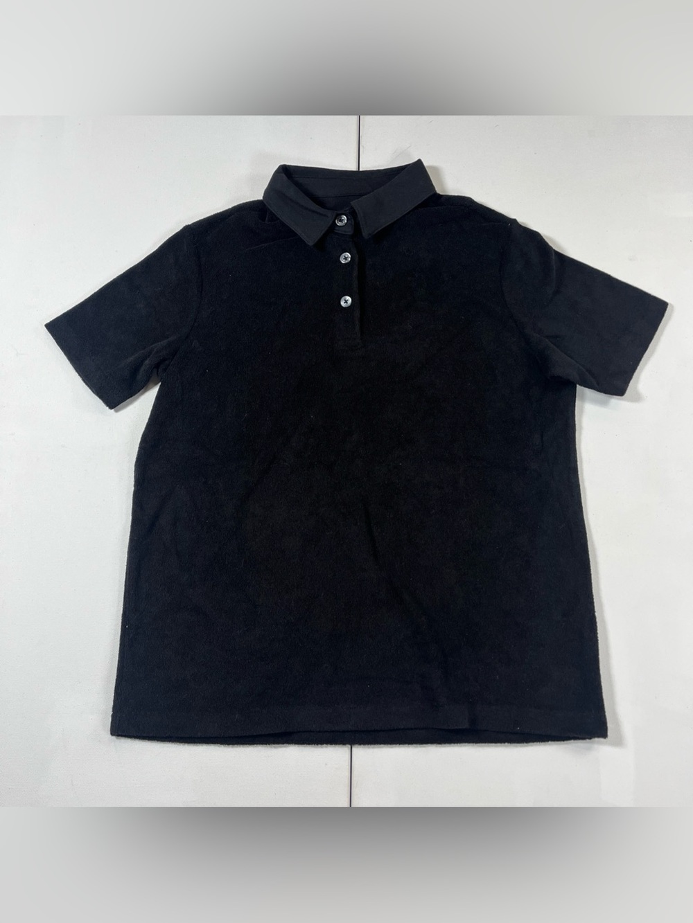 Tenore Polo Shirt Terry Cloth Short Sleeve Black Men's XS